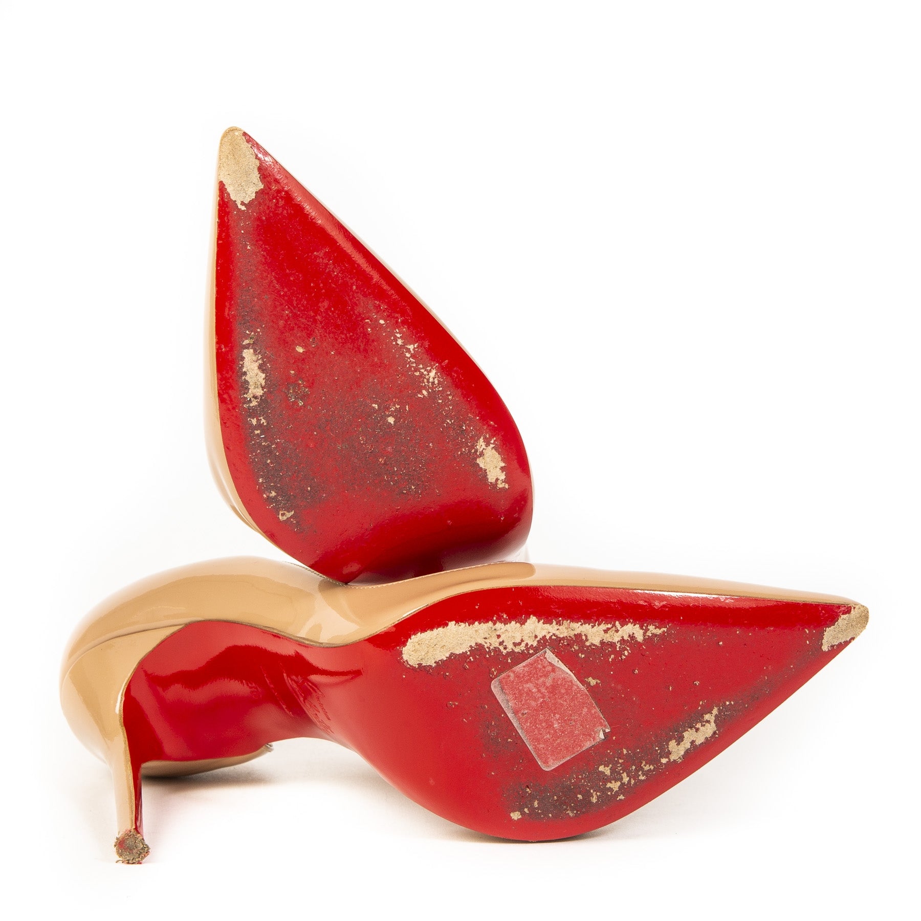 Authentieke Tweedehands Christian Louboutin Nude Patent Leather Iriza 100 Heels juiste prijs veilig online shoppen luxe merken webshop winkelen Antwerpen België mode fashion