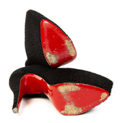 Authentieke Tweedehands Louboutin Daffodile Black Astrakan Heels juiste prijs veilig online shoppen luxe merken webshop winkelen Antwerpen België mode fashion