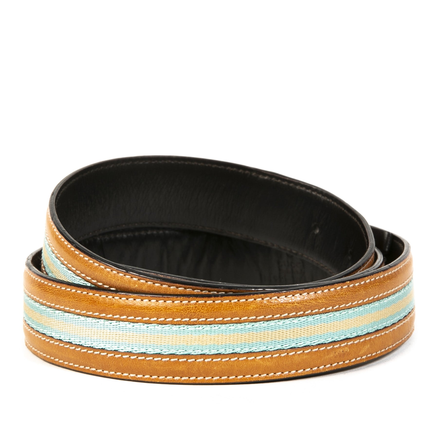 Gucci Cognac Blue Stripe Belt - size 90