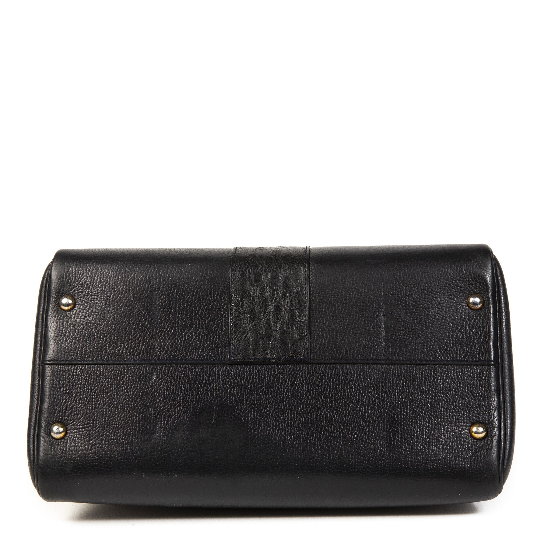 Delvaux Brillant Autruche Bleu Foncé MM + Bandoulière