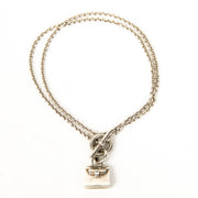 Authentieke Tweedehands Hermès Sterling Silver Lock Pendant Toggle Necklace juiste prijs veilig online shoppen luxe merken webshop winkelen Antwerpen België mode fashion