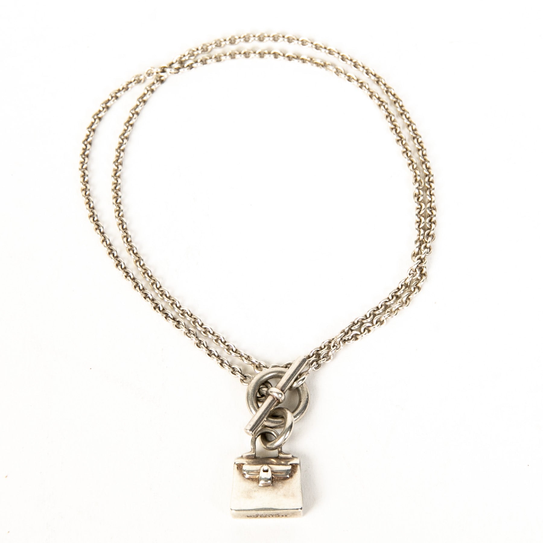 Authentieke Tweedehands Hermès Sterling Silver Lock Pendant Toggle Necklace juiste prijs veilig online shoppen luxe merken webshop winkelen Antwerpen België mode fashion