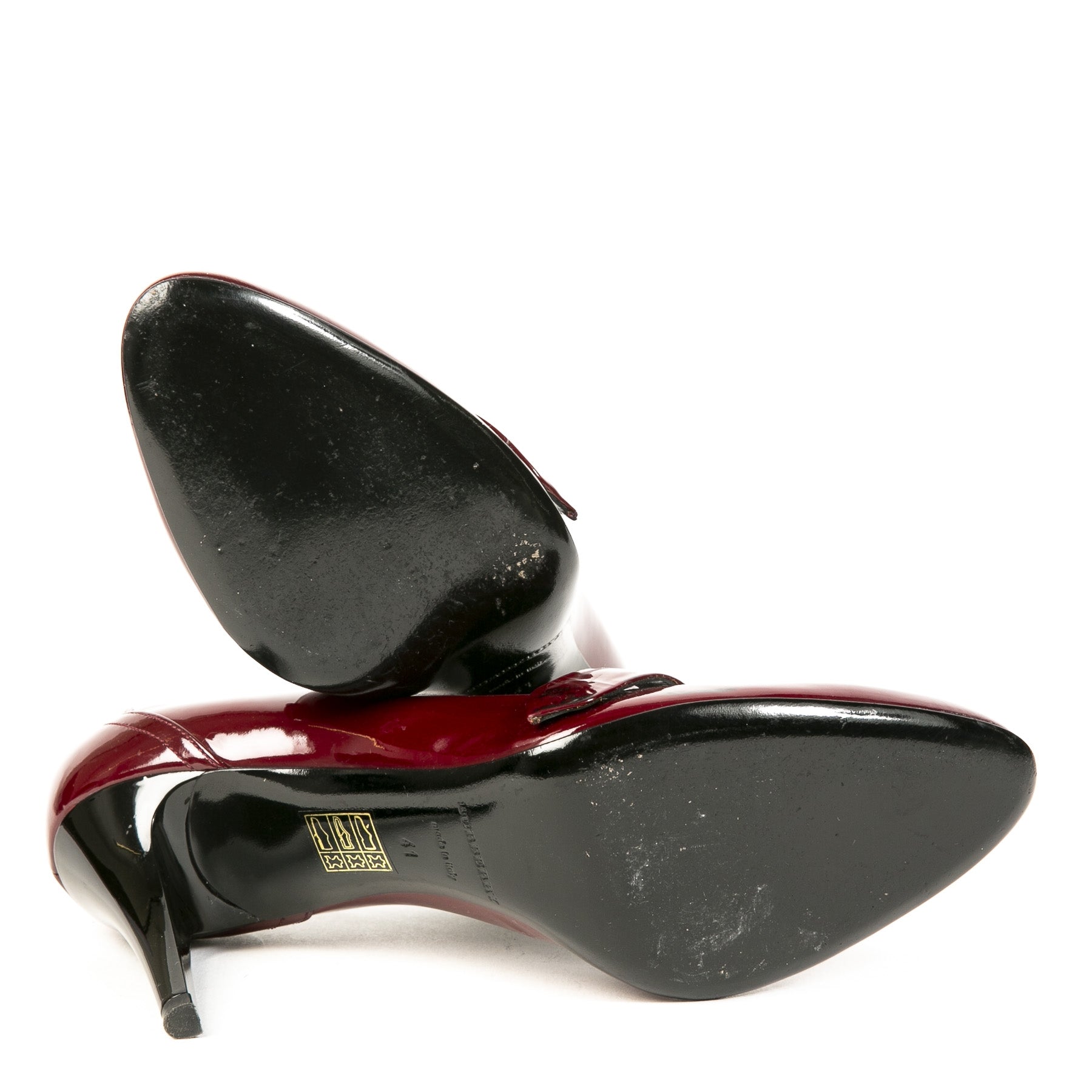 Authentieke Tweedehands Burberry Burgundy Patent Leather Pumps juiste prijs veilig online shoppen luxe merken webshop winkelen Antwerpen België mode fashion