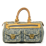 Authentieke Tweedehands Louis Vuitton Monogram Denim Top Handle Bag juiste prijs veilig online shoppen luxe merken webshop winkelen Antwerpen België mode fashion