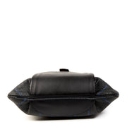 Authentieke Tweedehands Delvaux Dark Blue Toile de Cuir Striped Shoulder Bag juiste prijs veilig online shoppen luxe merken webshop winkelen Antwerpen België mode fashion