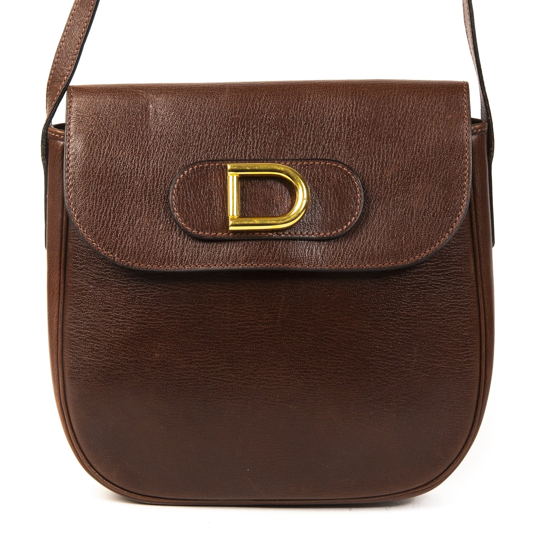 Authentieke Tweedehands Delvaux Brown D Crossbody Bag juiste prijs veilig online shoppen luxe merken webshop winkelen Antwerpen België mode fashion