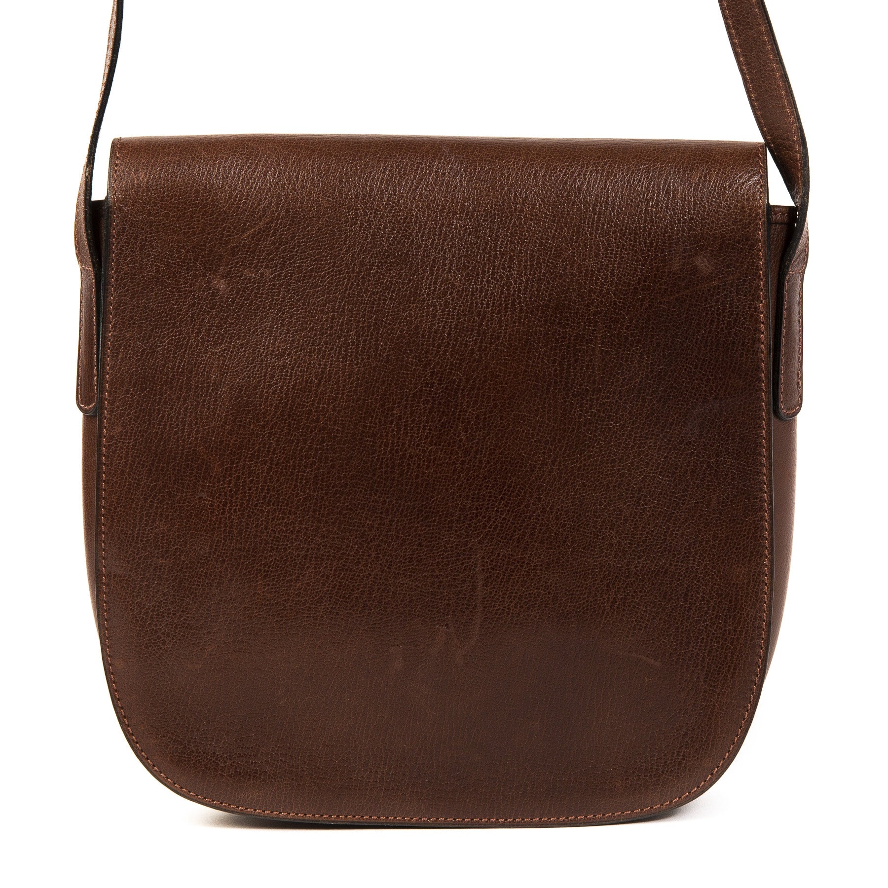 Authentieke Tweedehands Delvaux Brown D Crossbody Bag juiste prijs veilig online shoppen luxe merken webshop winkelen Antwerpen België mode fashion