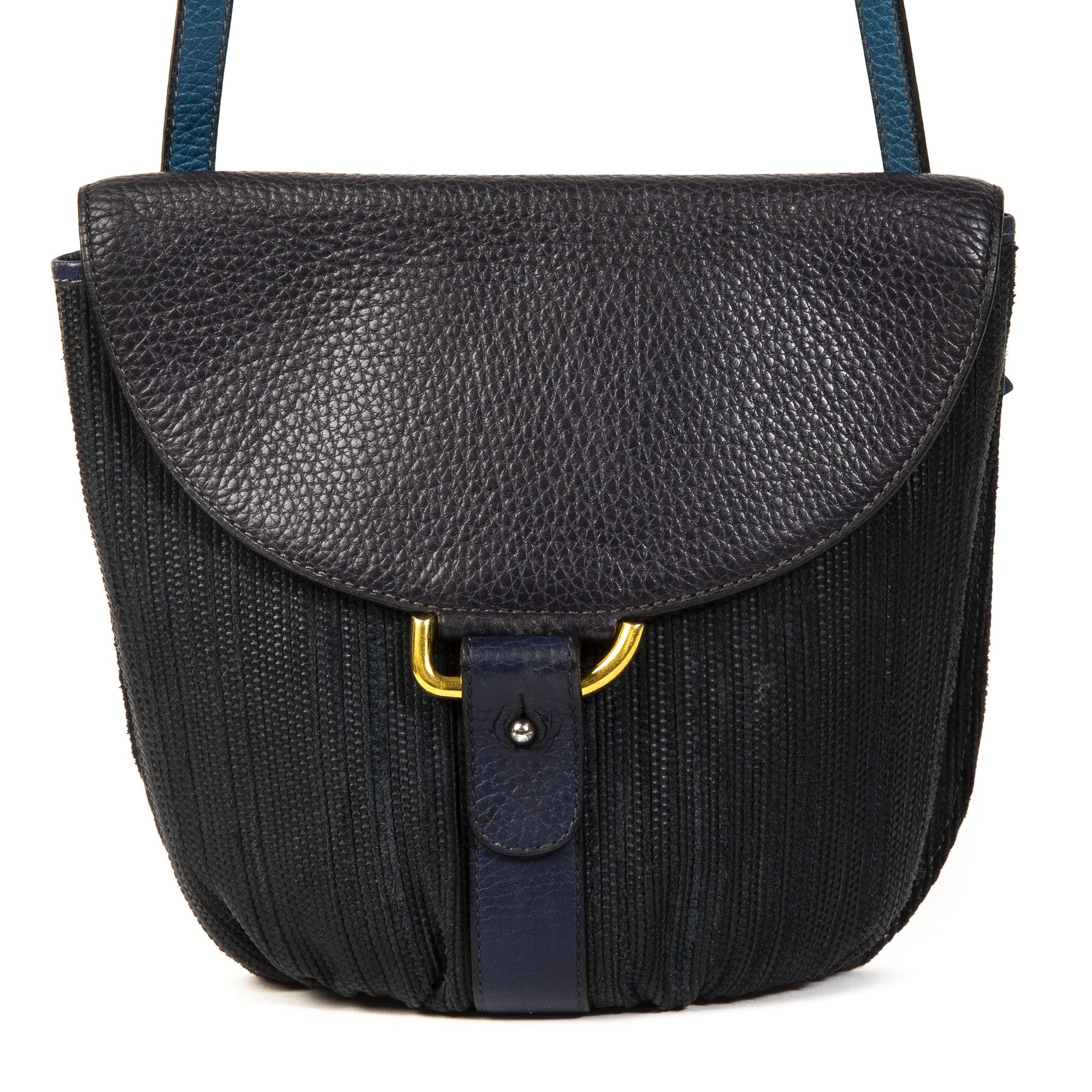 Delvaux Blue Toile de Cuir Crossbody Bag