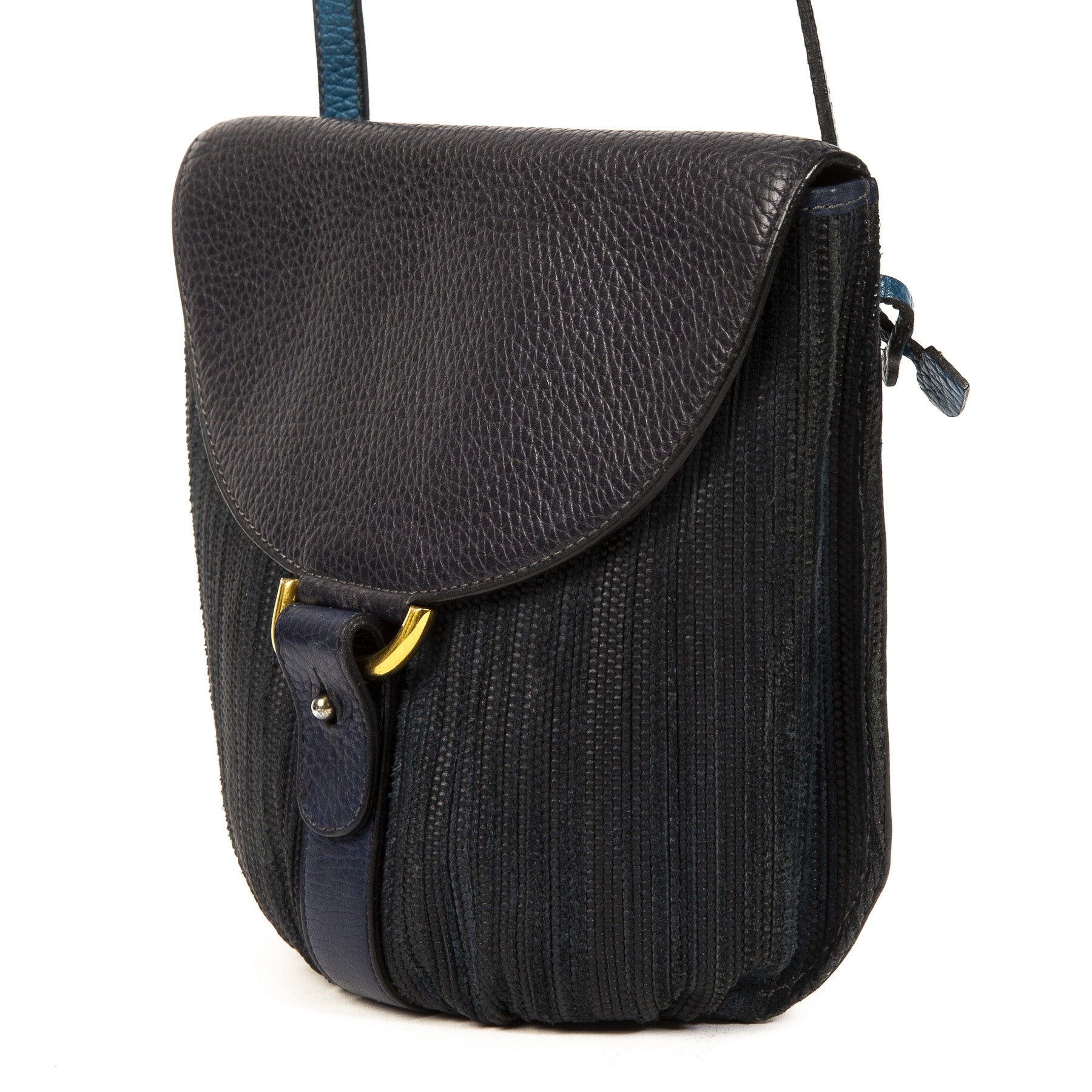 Delvaux Blue Toile de Cuir Crossbody Bag