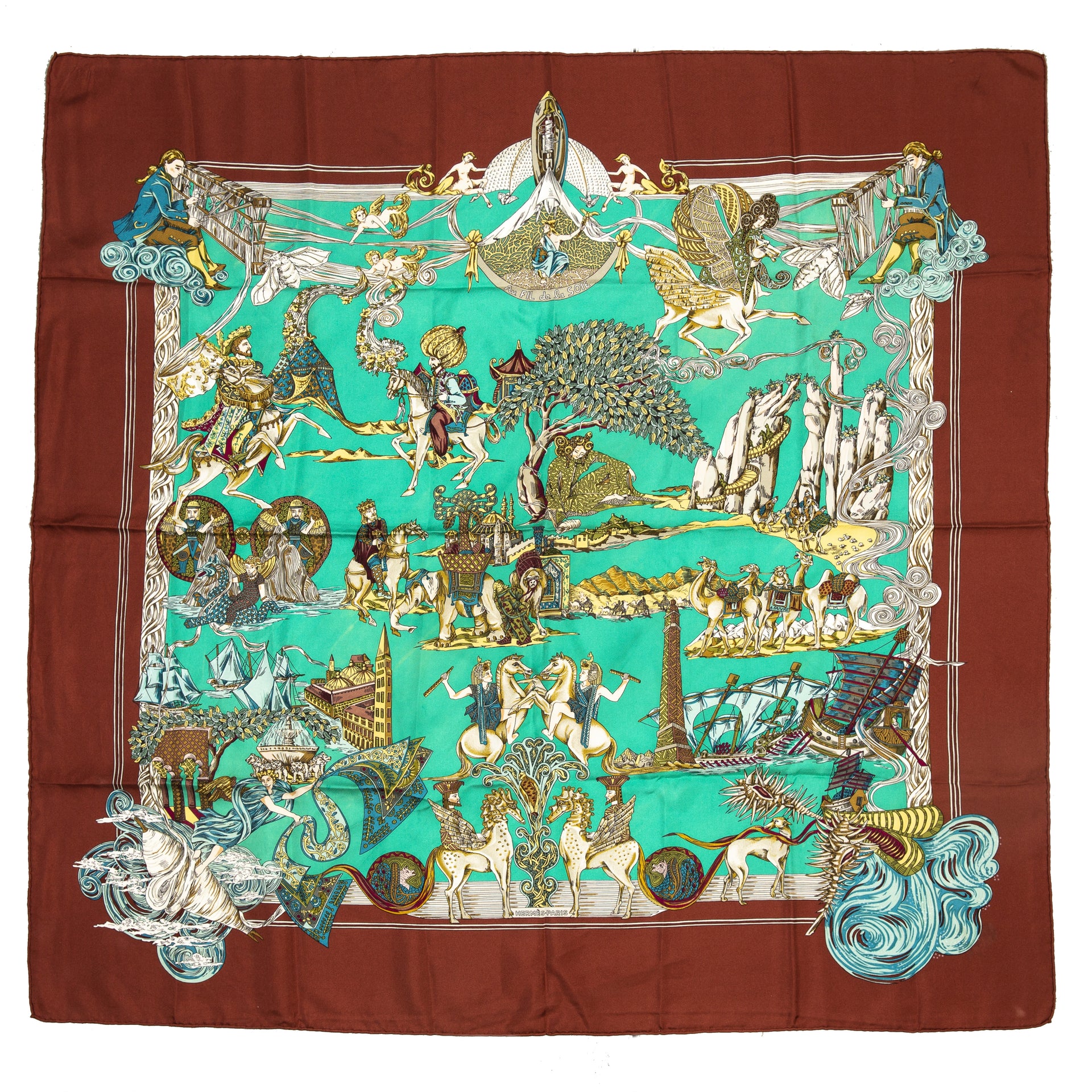 Hermès Carré Silk Scarf 'Au Fil De La Soie'. Buy authentic secondhand hermes silk carré square scarf at labellov webshop. veilige betaling, safe payment. Koop online tweedehands hèrmes carré sjaaltje bij labellov. designer vintage. trendwatching