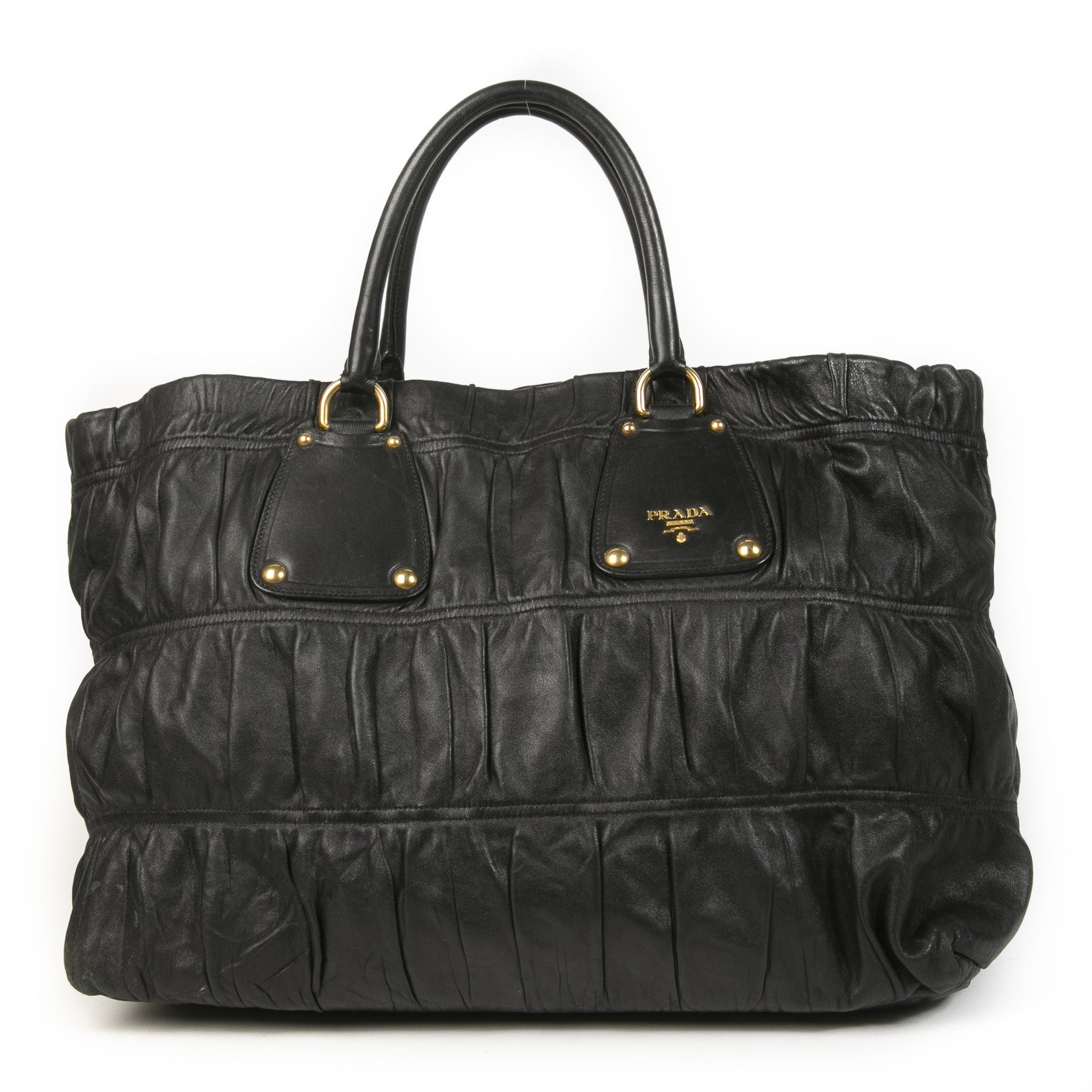 Prada Black Matelassé Shoulder Bag for sale online at Labellov