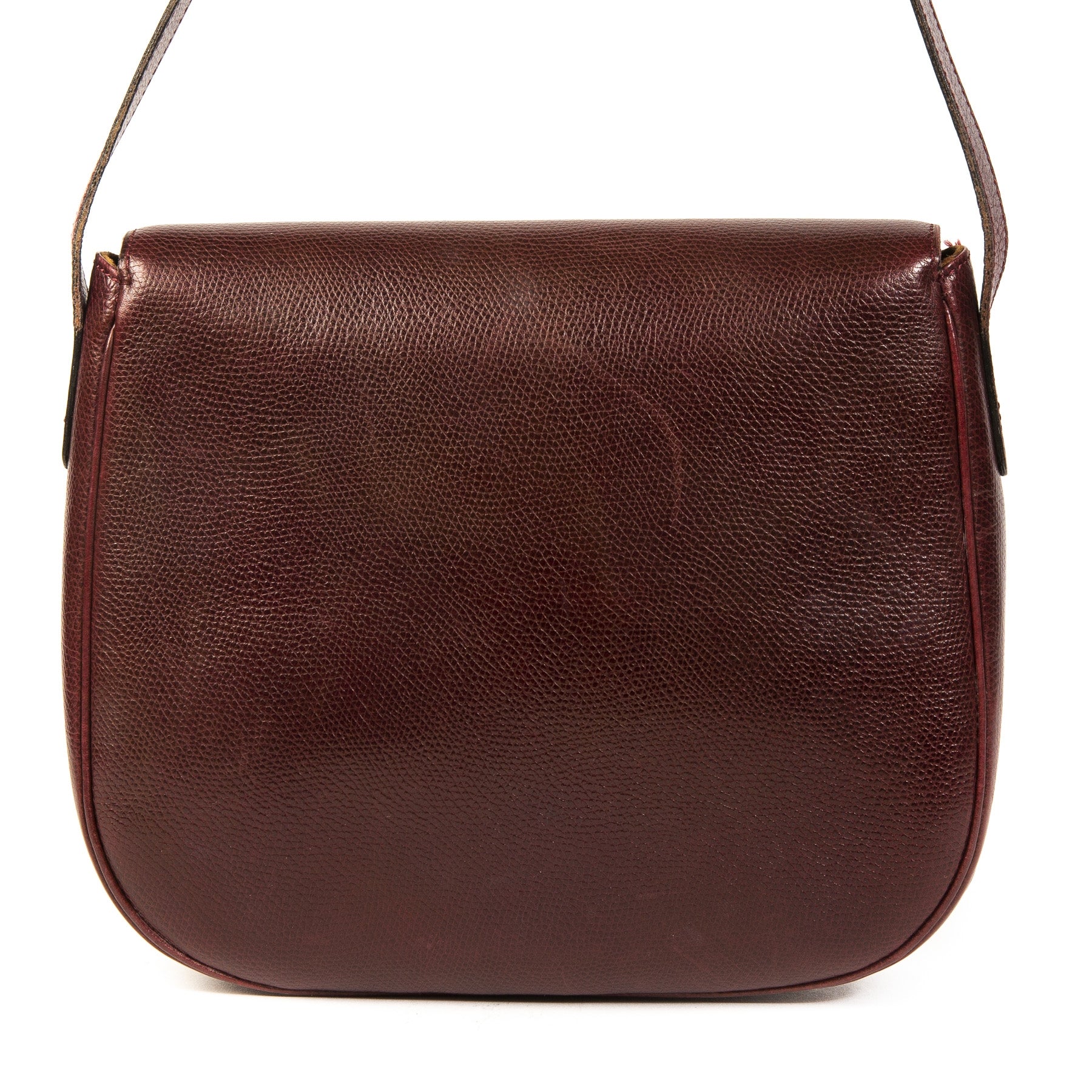 Authentieke Tweedehands Delvaux Bordeaux Leather Shoulder Bag juiste prijs veilig online shoppen luxe merken webshop winkelen Antwerpen België mode fashion