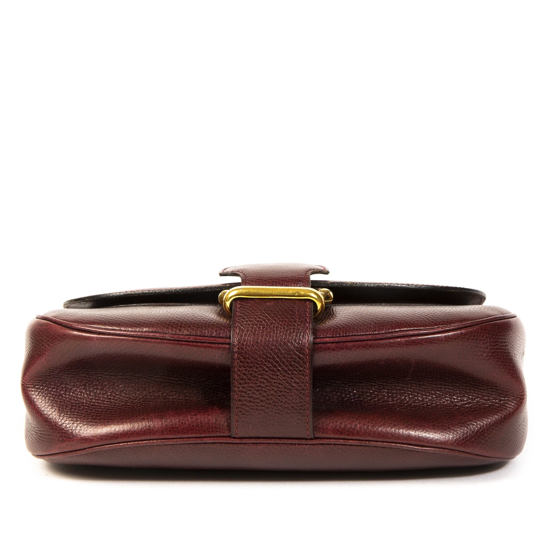 Authentieke Tweedehands Delvaux Bordeaux Leather Shoulder Bag juiste prijs veilig online shoppen luxe merken webshop winkelen Antwerpen België mode fashion