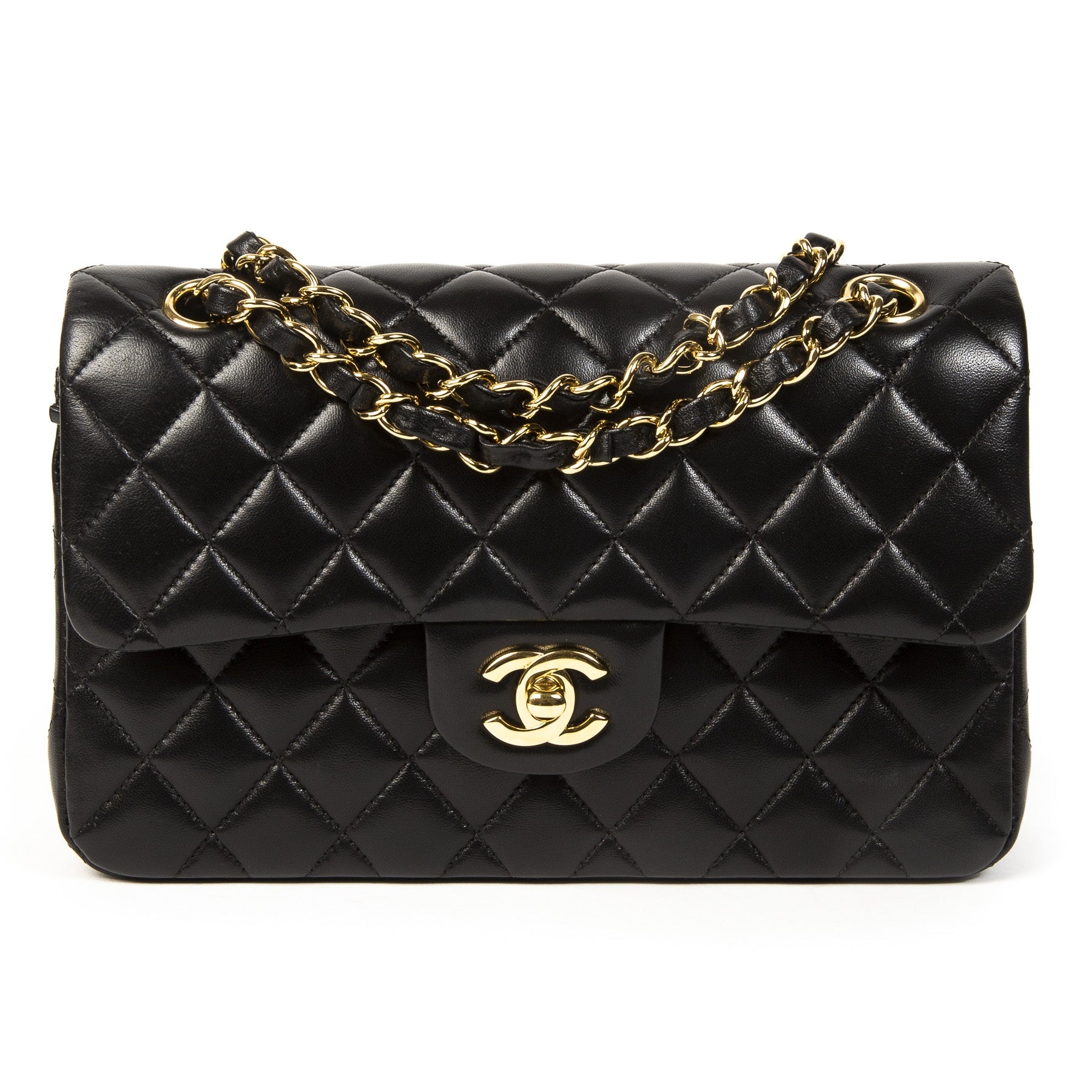 Chanel Small Black Classic Flap Bag GHW. Buy authentic secondhand chanel bag online at labellov antwerp, safe payment. Koop online tweedehands chanel classic flap bag bij labellov antwerpen, veilige betalinng. Designer vintage. Iconic chanel bag.