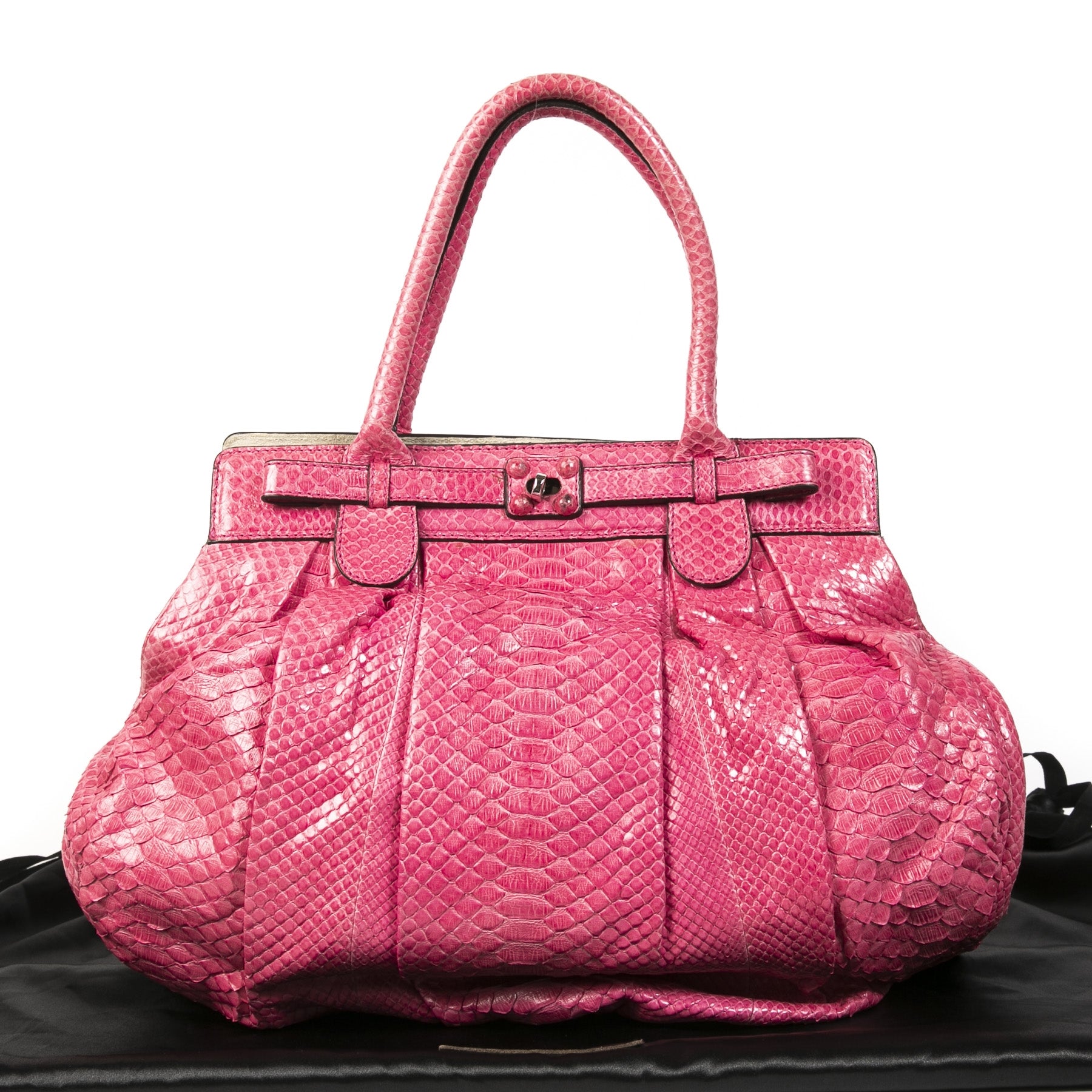 Buy and sell your 100%authentic Zagliani Pink Python Puffy Hobo Bag