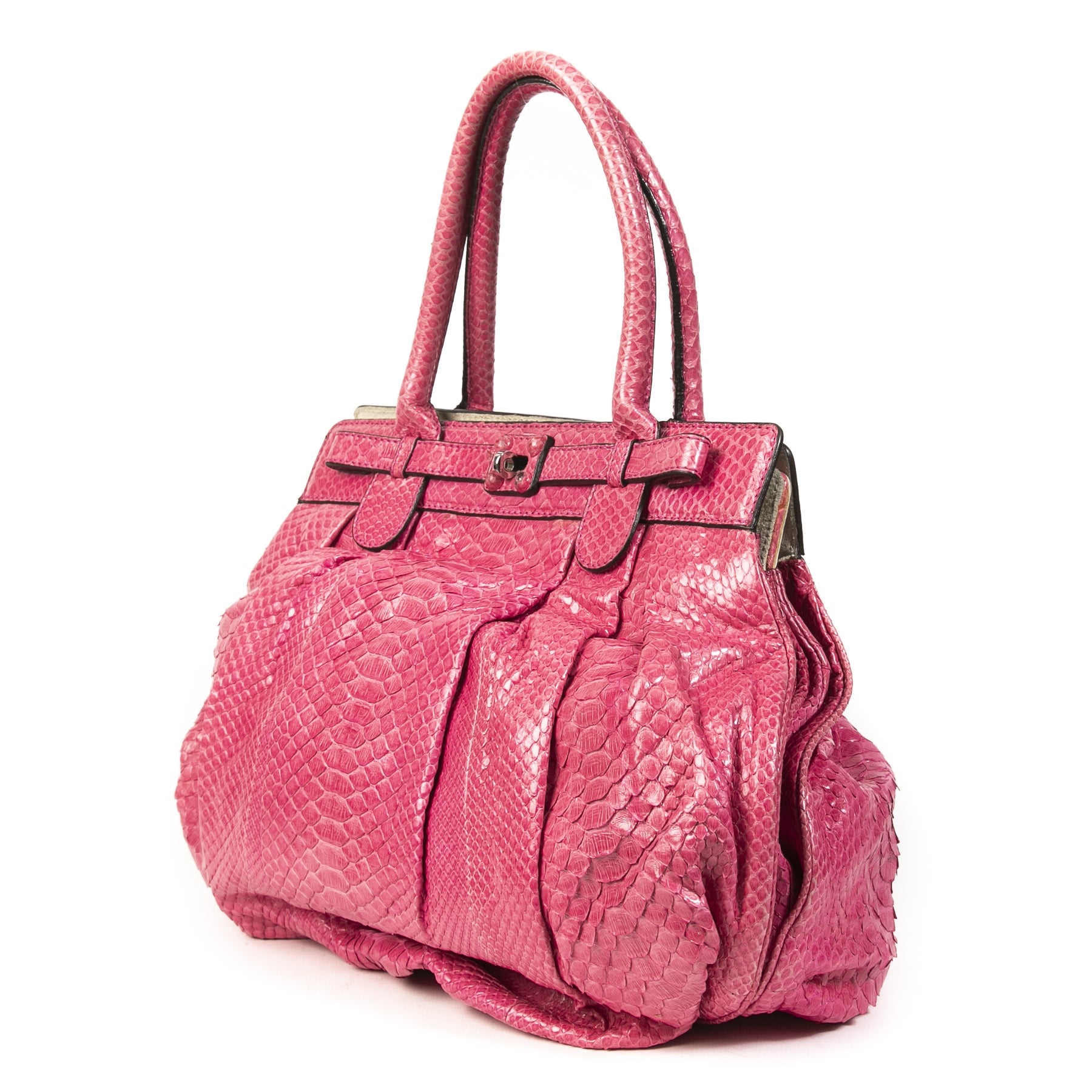 Zagliani Pink Python Puffy Hobo Bag pour le meilleur prix chez Labellov à Anvers