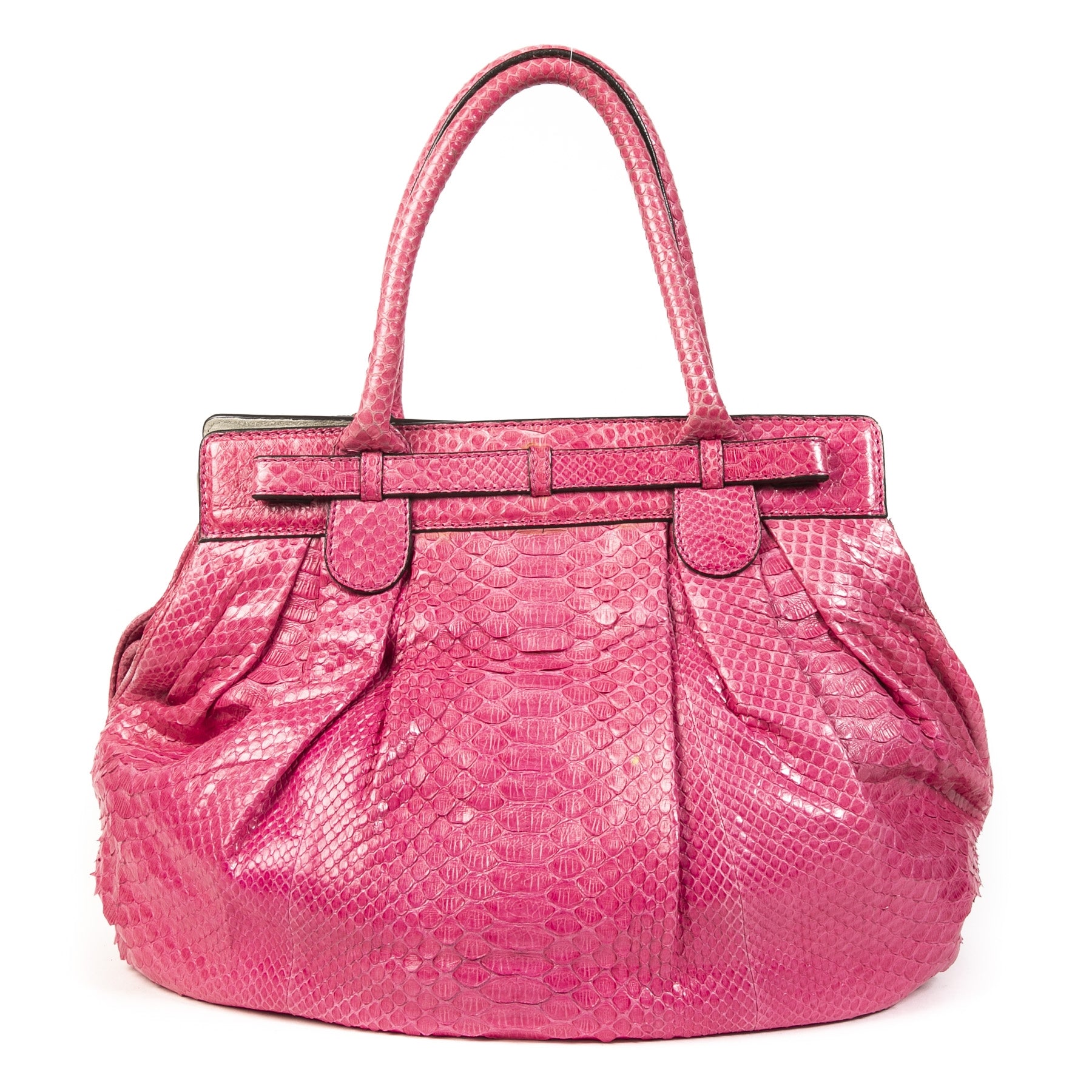 Zagliani Pink Python Puffy Hobo Bag for the best price available online