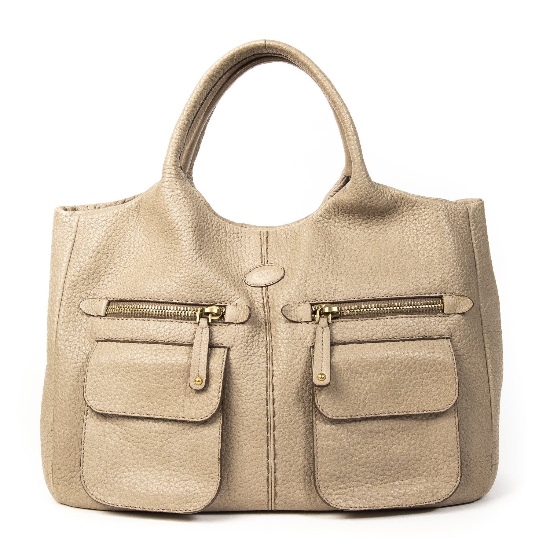 Tods Taupe Top Handle Bag. Buy authentic secondhand TODS bags at labellov antwerp, veilige betaling. Koop online tweedehands TODS tas bij labellov antwerpen. designer vintage.