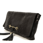 Authentieke Tweedehands Gucci Black Leather Horsebit Croco Clutch juiste prijs veilig online shoppen luxe merken webshop winkelen Antwerpen België mode fashion