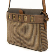 Authentieke Tweedehands Delvaux Brown & Blue Toile de Cuir Crossbody Bag juiste prijs veilig online shoppen luxe merken webshop winkelen Antwerpen België mode fashion