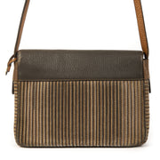 Authentieke Tweedehands Delvaux Brown & Blue Toile de Cuir Crossbody Bag juiste prijs veilig online shoppen luxe merken webshop winkelen Antwerpen België mode fashion