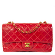 Chanel Vintage Red Medium Classic Flap Bag GHW