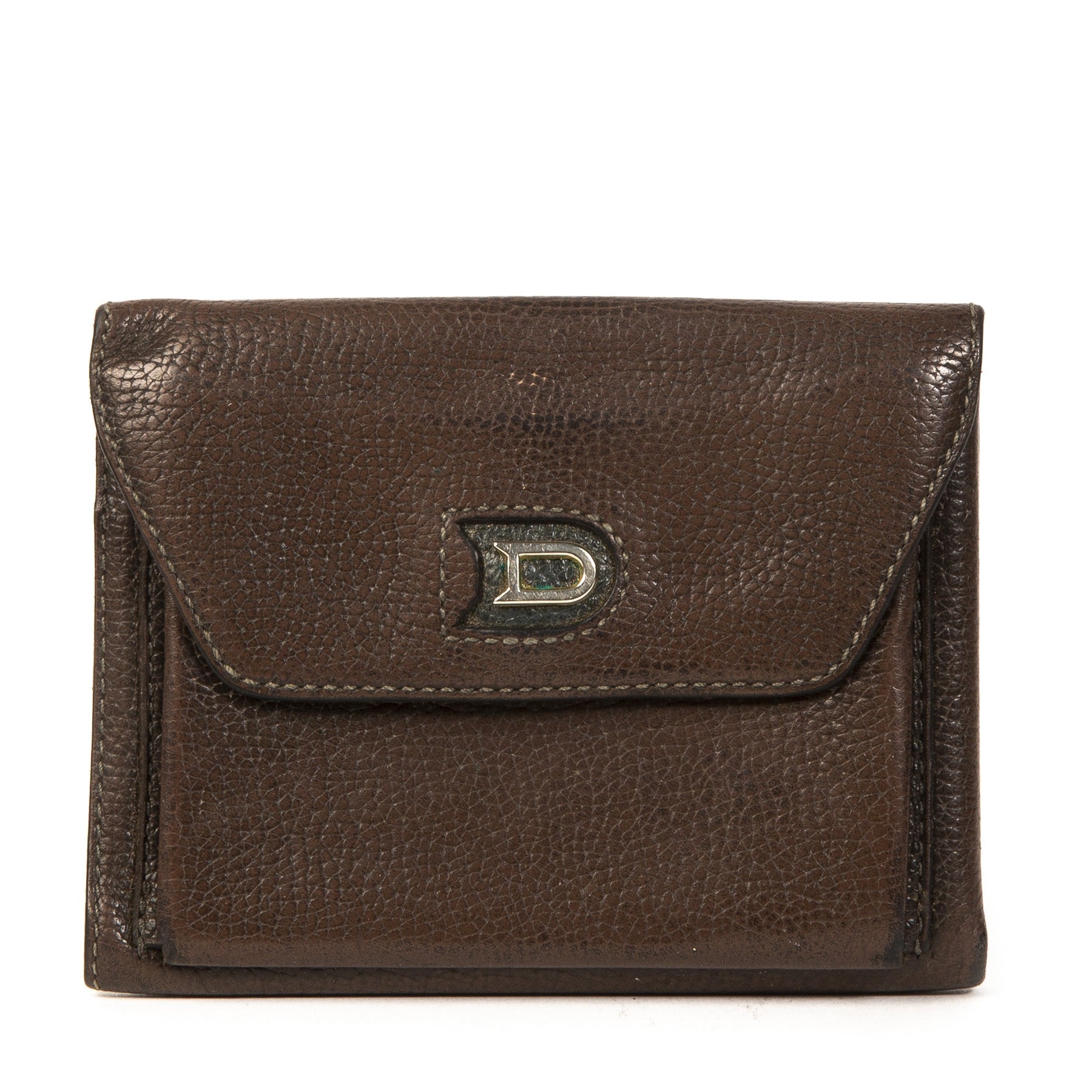 Authentieke Tweedehands Delvaux Chocolate Brown Leather Wallet juiste prijs veilig online shoppen luxe merken webshop winkelen Antwerpen België mode fashion