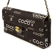 Chanel Black Fabric Quilted 'Coco' East/West Flapbag