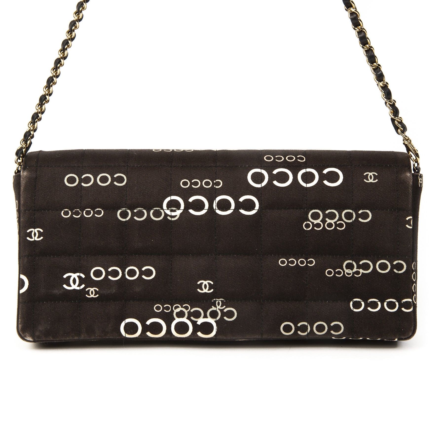 Chanel Black Fabric Quilted 'Coco' East/West Flapbag