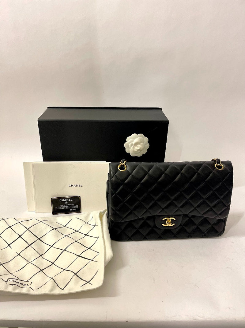 Chanel Zwart Lamsleer Grote Klassieke Flap Tas