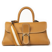 Delvaux Brillant East/West Tote Bag in Brown Clemence Leather with Large Stitch and Special Strap. Buy authentic delvaux bag online at labellov webshop antwerp, secondhand designer vintage. Koop online tweedehands delvaux tas brillant bij labellov.