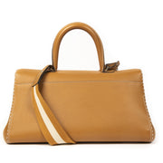 Delvaux Brillant East/West Tote Bag in Brown Clemence Leather with Large Stitch and Special Strap. Buy authentic delvaux bag online at labellov webshop antwerp, secondhand designer vintage. Koop online tweedehands delvaux tas brillant bij labellov.