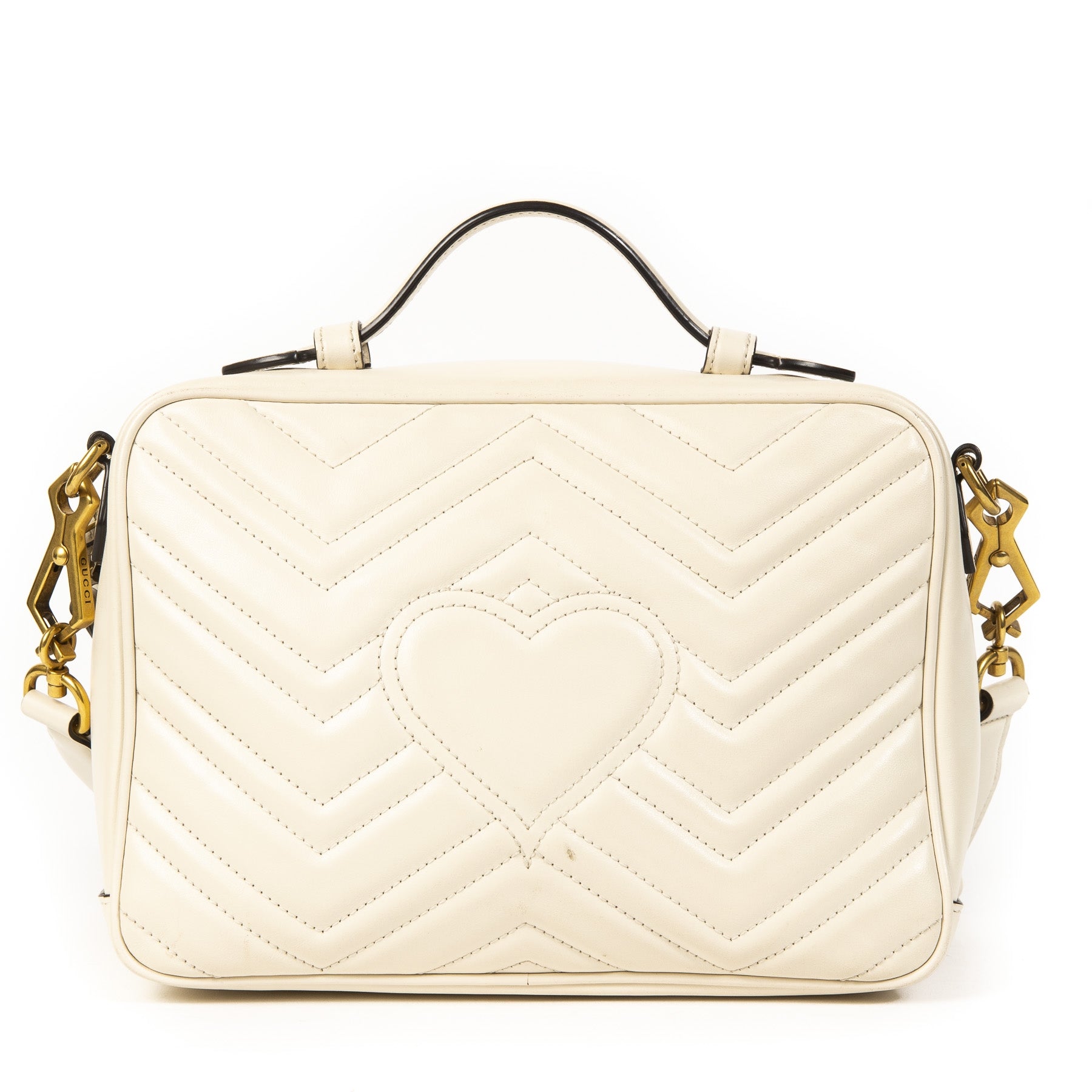 Gucci GG Marmont Ivory Mini Top Handle Bag with Special Strap