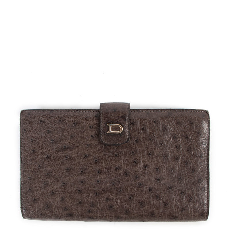 Delvaux Ostrich Palissandre Wallet