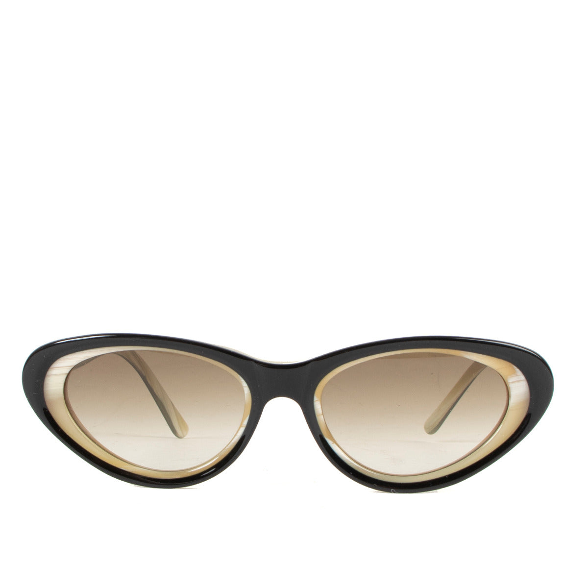 Prada Black and Beige Acetate Sunglasses for the best price at Labellov secondhand luxury in Antwerp