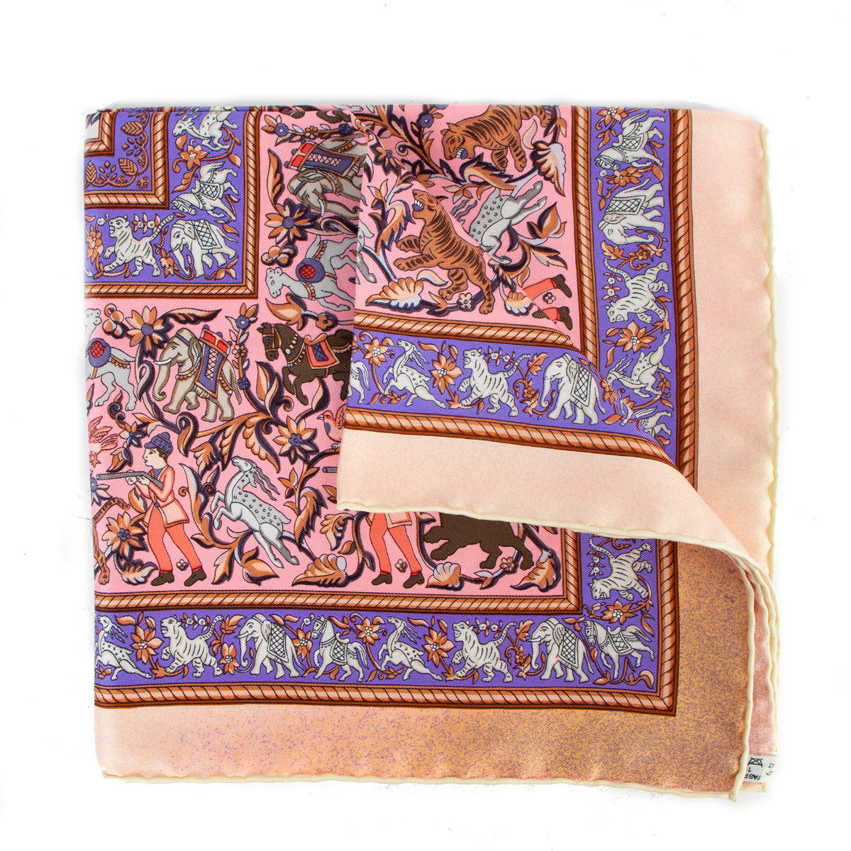 Hermès Pink Chasse En Inde Silk Scarf for the best price at Labellov secondhand luxury in Antwerp