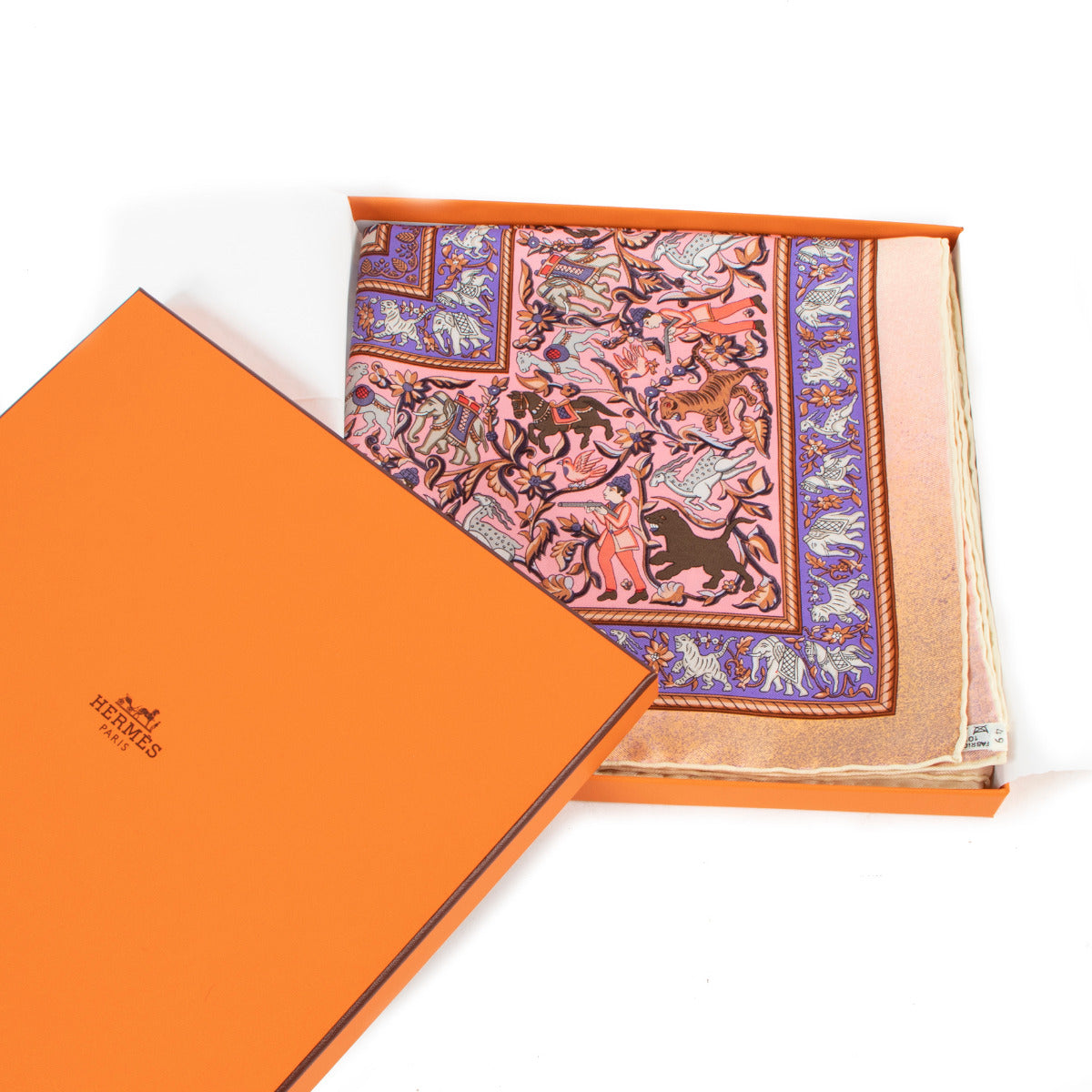 Hermès Pink Chasse En Inde Silk Scarf