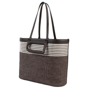 Delvaux D To D MM Toile Sangle Taurillon Ebène Tote Bag