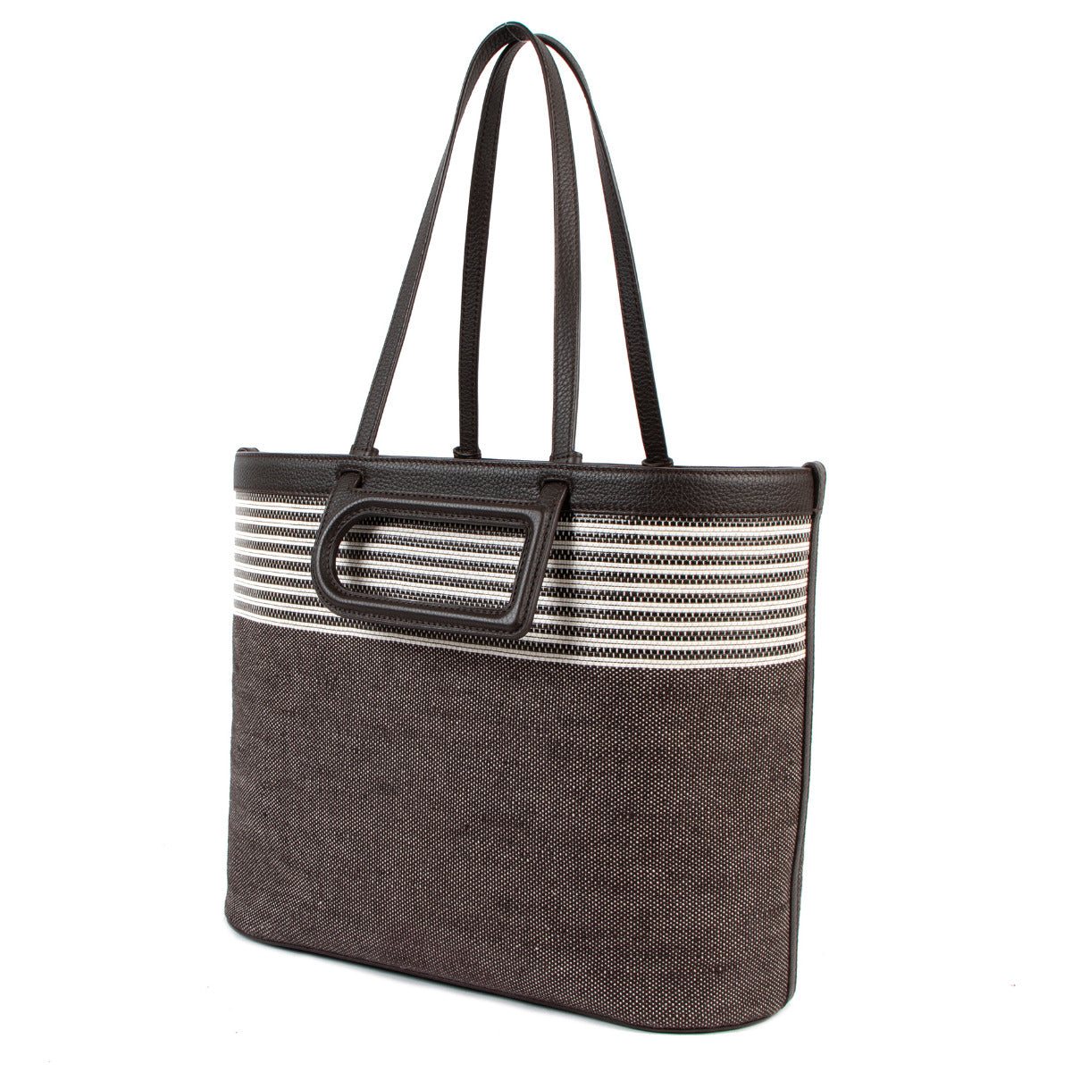 Delvaux D To D MM Toile Sangle Taurillon Ebène Tote Bag