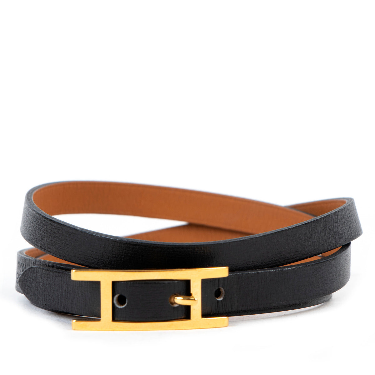 Bracelet Hermès Hapi 3 en Cuir Noir