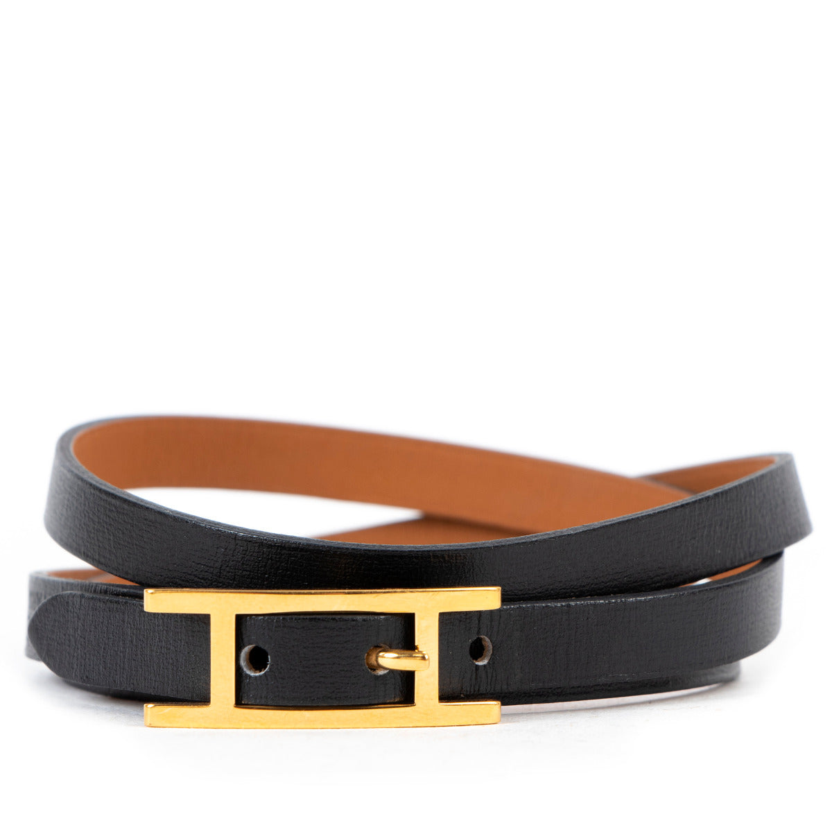 Bracelet Hermès Hapi 3 en Cuir Noir