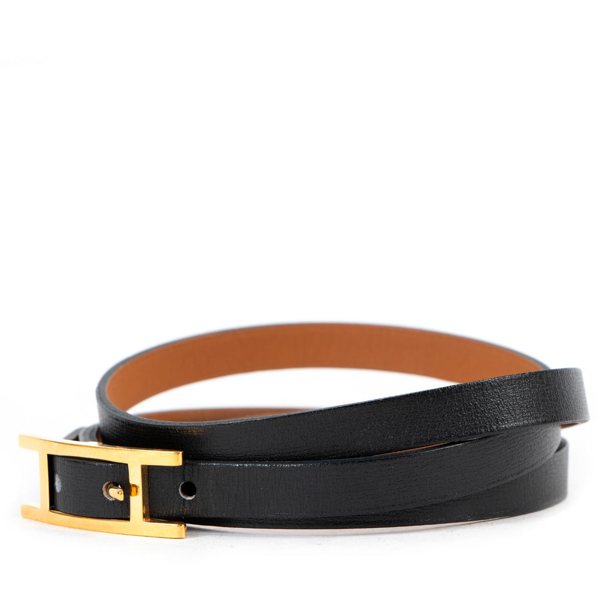 Bracelet Hermès Hapi 3 en Cuir Noir