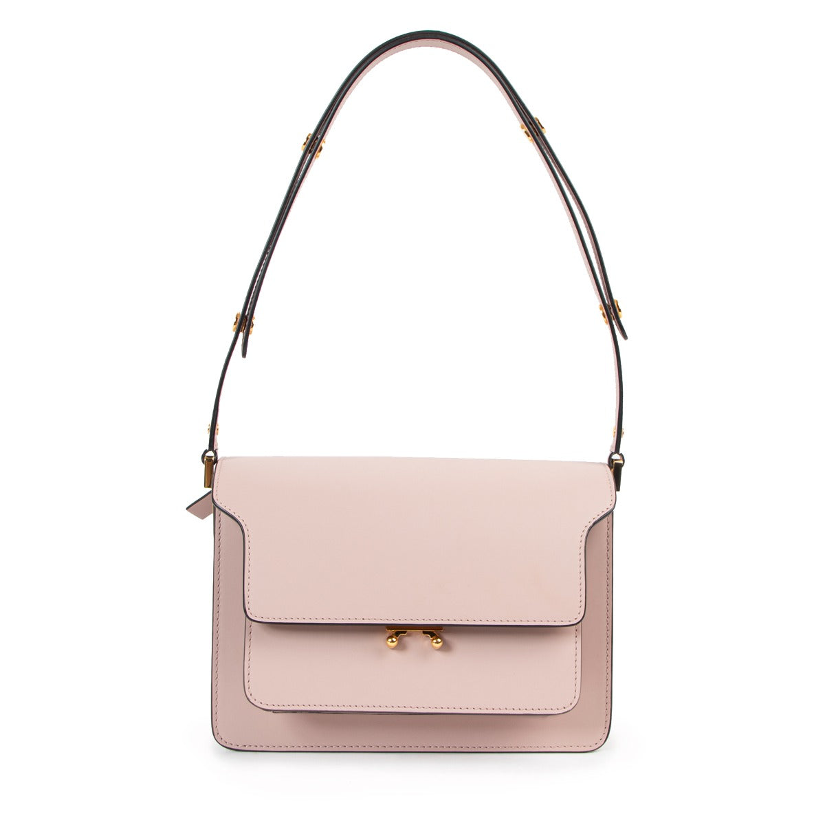 Second hand Marni Sping/Summer 2019 Blush Pink Medium Trunk Calfskin Shoulder Bag at Labellov