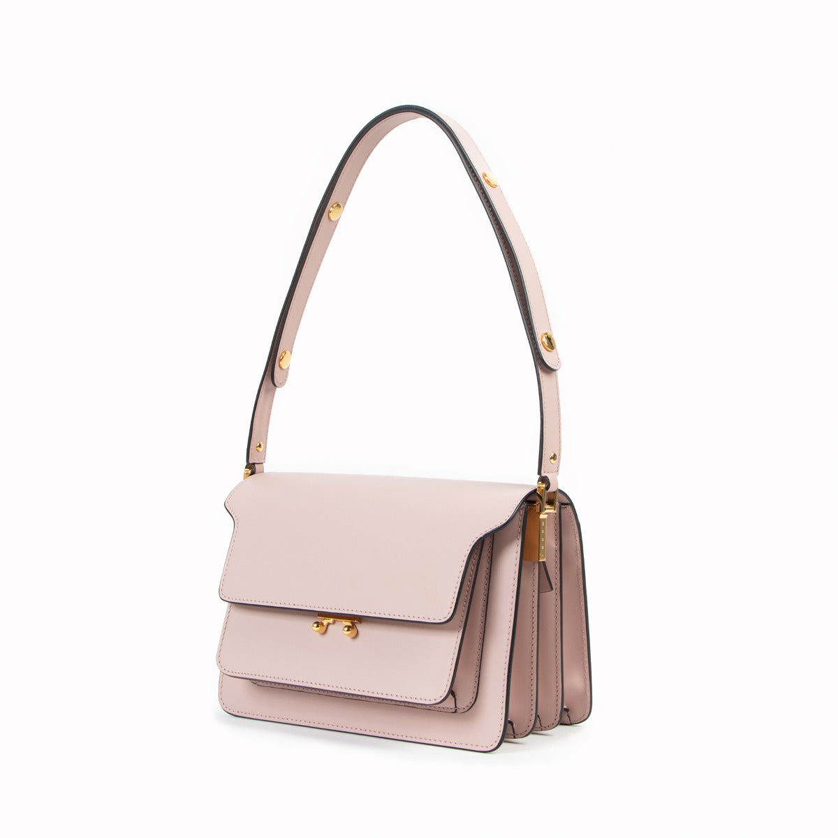Second hand Marni Sping/Summer 2019 Blush Pink Medium Trunk Calfskin Shoulder Bag at Labellov