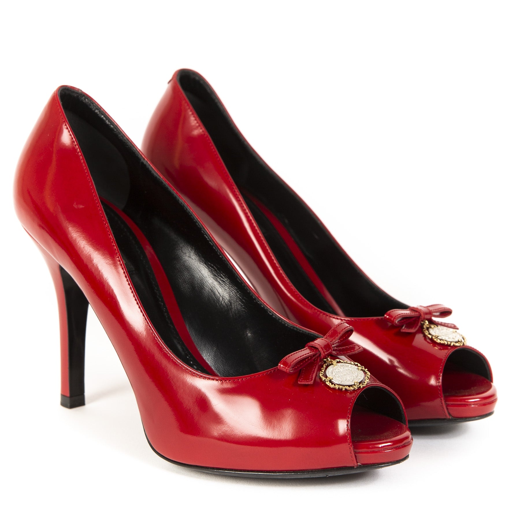 Dolce & Gabbana Red Open Toe Heels