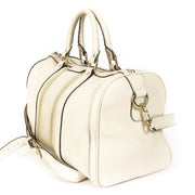 Gucci White Vintage Web Boston Bag Leather Medium