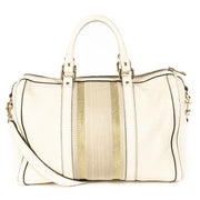 Gucci White Vintage Web Boston Bag Leather Medium