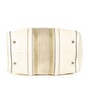 Gucci White Vintage Web Boston Bag Leather Medium