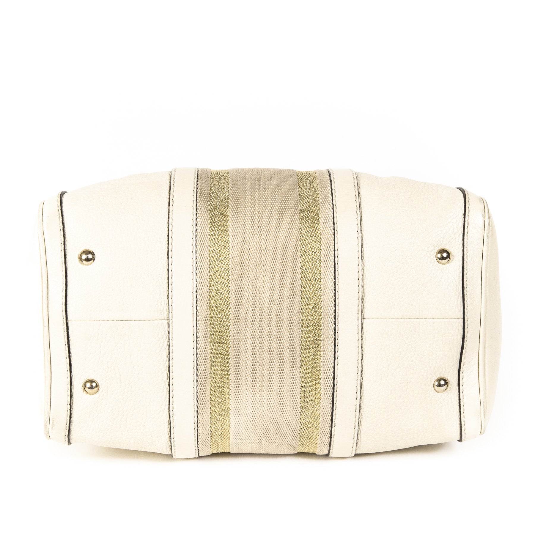 Gucci White Vintage Web Boston Bag Leather Medium