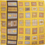 Delvaux Mustard Silk Square Scarf now for sale at Labellov vintage fashion webshop belgium